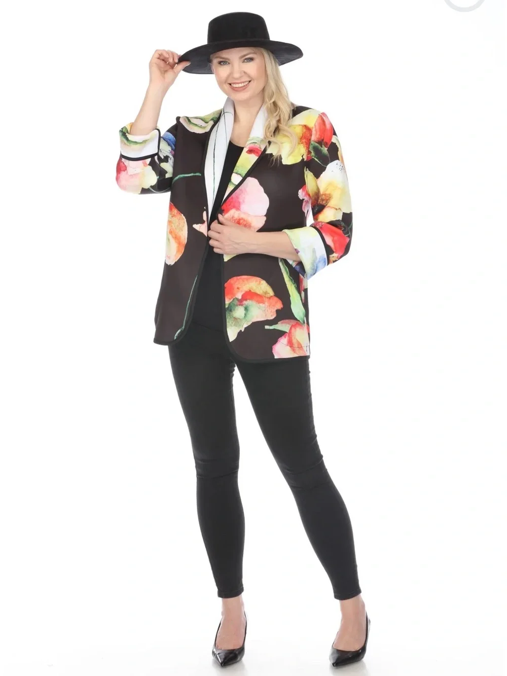 NWT Lavender Brown Black Floral Watercolor Blazer S